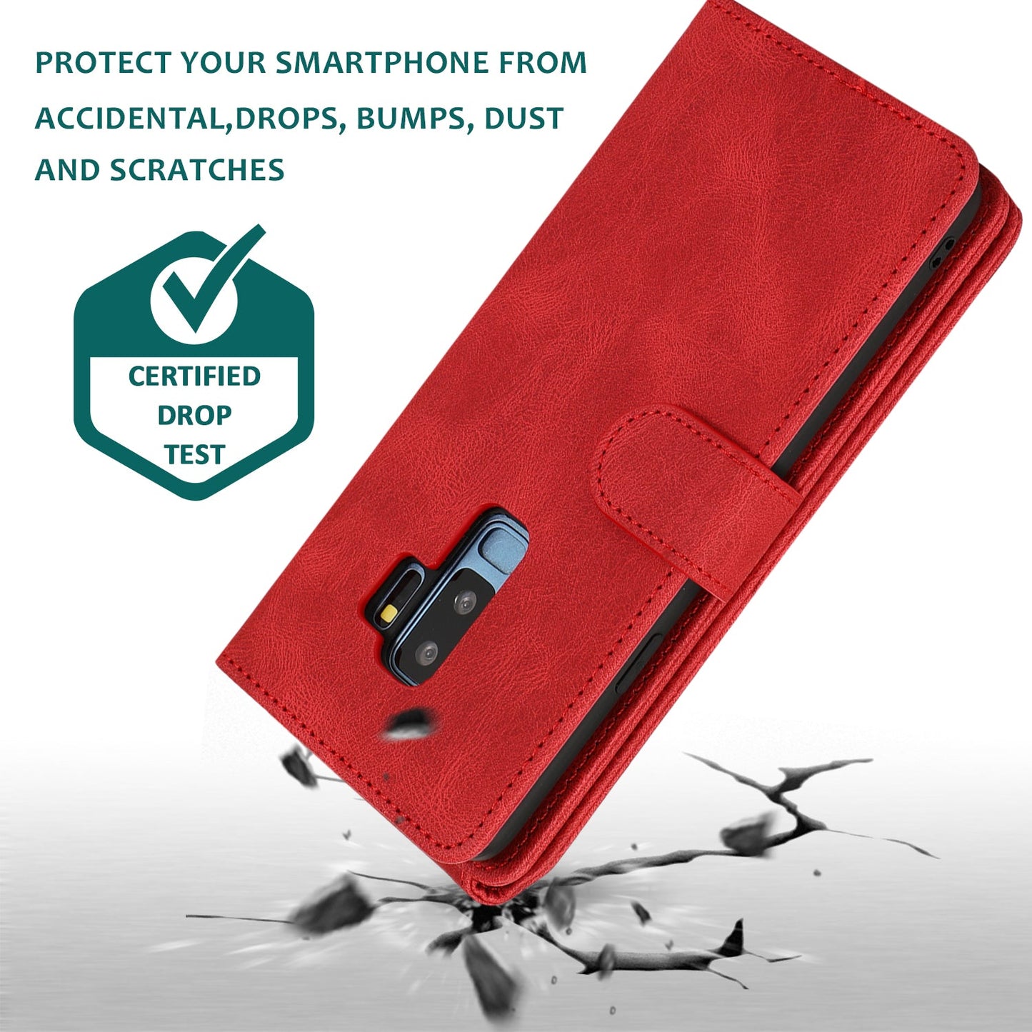 Étui en Cuir de Luxe Multi-cartes avec Fermeture Éclair pour Samsung S9 Plus