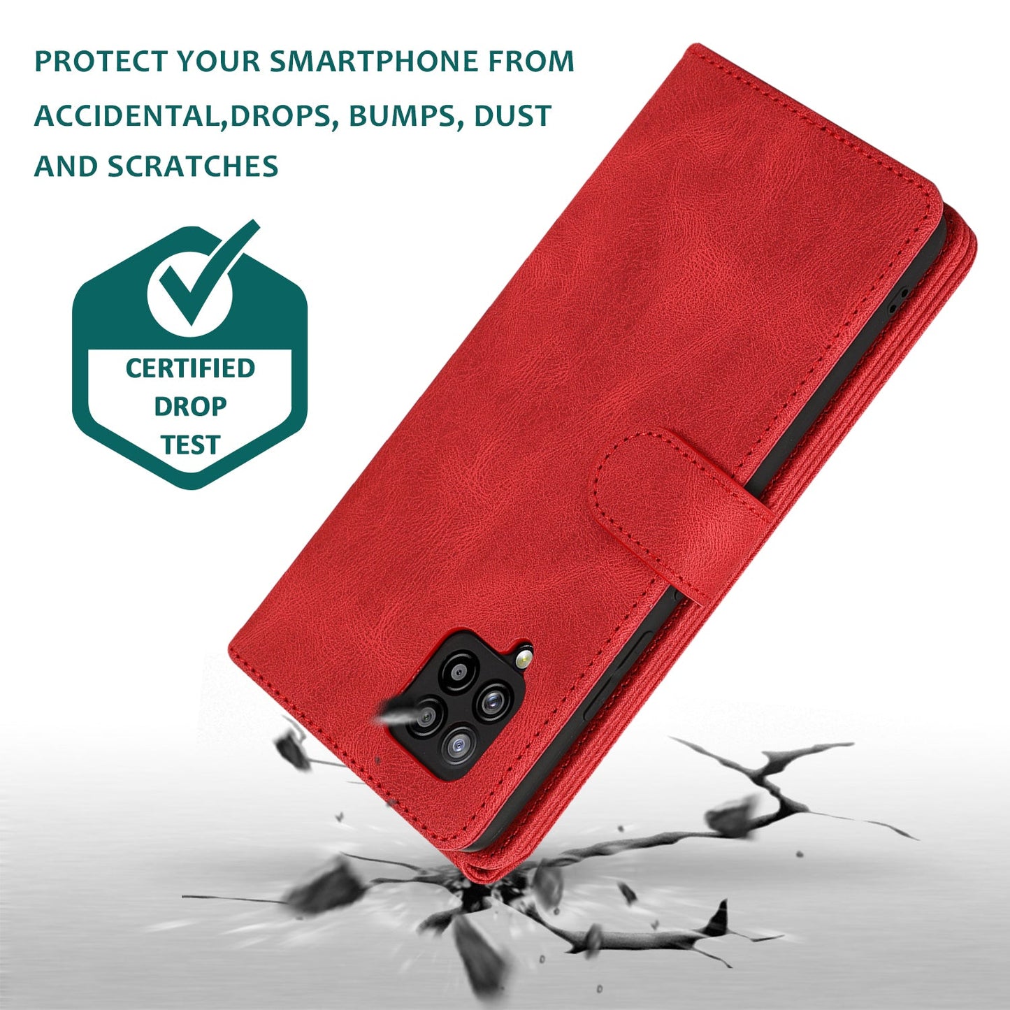 Étui en cuir de luxe multi-cartes à fermeture éclair pour Samsung A42