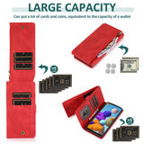 Luxury Skin Feel Multi-card Zipper Leather Case For Samsung A21S