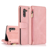 Luxury Skin Feel Multi-card Zipper Leather Case For Samsung Note10