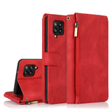 Luxury Skin Feel Multi-card Zipper Leather Case For Samsung A42
