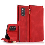 Luxury Skin Feel Multi-card Zipper Leather Case For Samsung Note20/Note20 5G