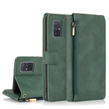 Luxury Skin Feel Multi-card Zipper Leather Case For Samsung A51