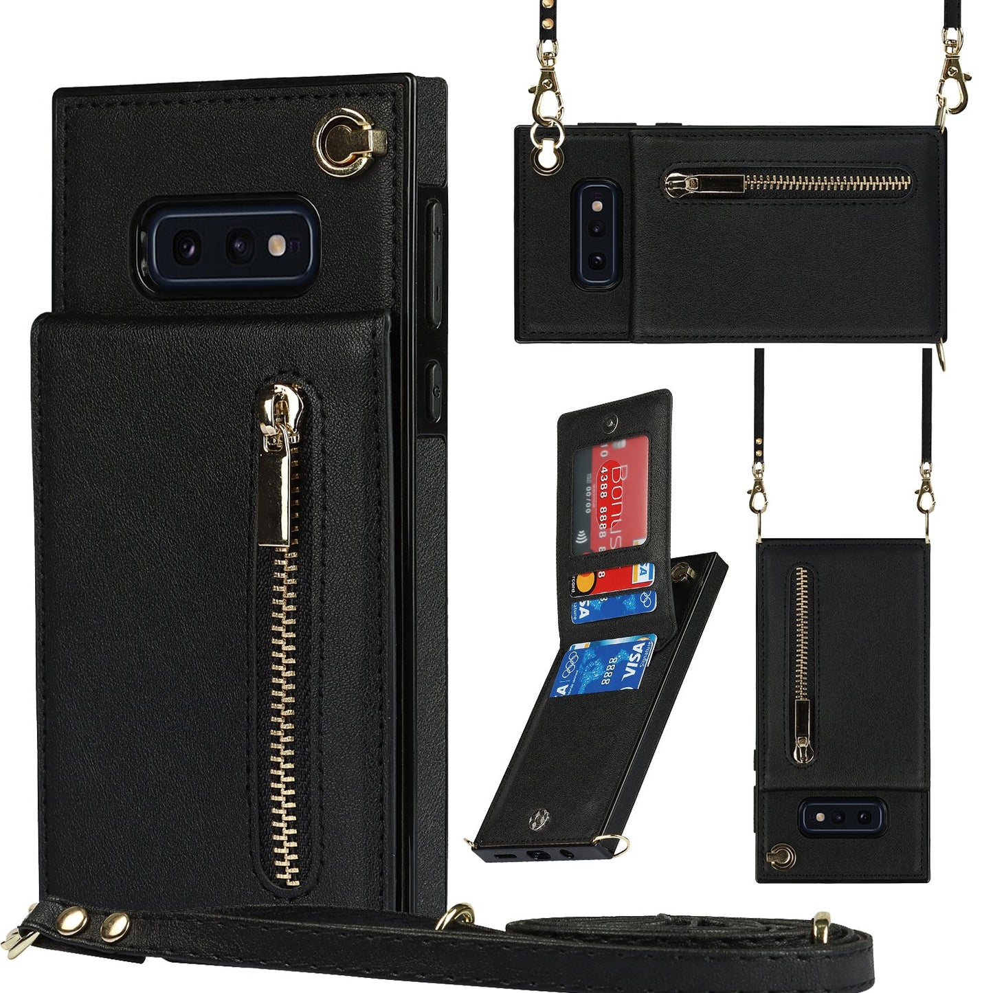 Nouveau portefeuille zippé à bandoulière pour Samsung S10E