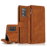 Luxury Skin Feel Multi-card Zipper Leather Case For Samsung Note20/Note20 5G