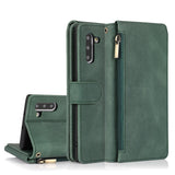 Luxury Skin Feel Multi-card Zipper Leather Case For Samsung Note10