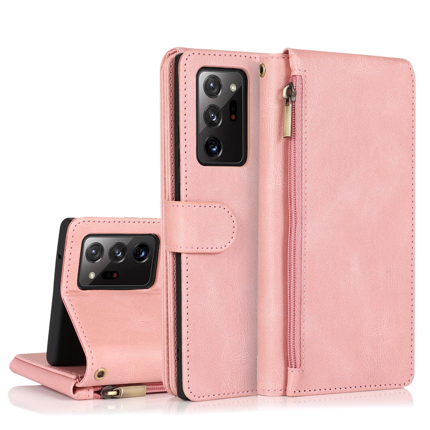 Étui en cuir de luxe à fermeture éclair et porte-cartes pour Samsung Note20 Ultra