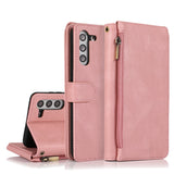 Luxury Skin Feel Multi-card Zipper Leather Case For Samsung S21FE