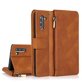 Luxury Skin Feel Multi-card Zipper Leather Case For Samsung Note10