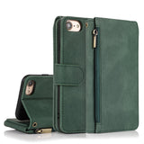 Luxury Skin Feel Multi-card Zipper Leather Case For iPhone 7/8