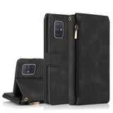 Luxury Skin Feel Multi-card Zipper Leather Case For Samsung A71