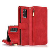 Luxury Skin Feel Multi-card Zipper Leather Case For Samsung S20
