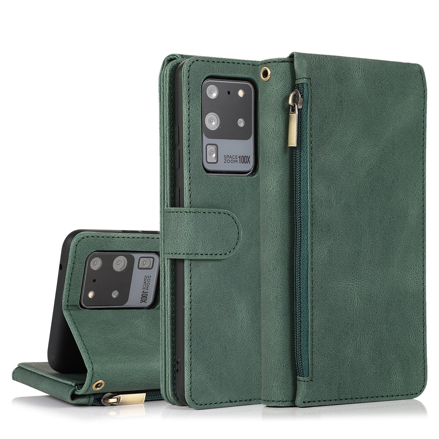 Luxury Skin Feel Multi-card Zipper Leather Case For Samsung S20 Ultra