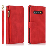 Luxury Skin Feel Multi-card Zipper Leather Case For Samsung S10
