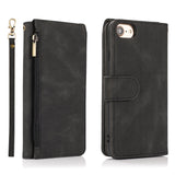 Luxury Skin Feel Multi-card Zipper Leather Case For iPhone 7/8
