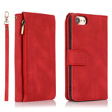 Luxury Skin Feel Multi-card Zipper Leather Case For iPhone SE 2020