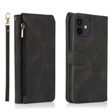 Luxury Skin Feel Multi-card Zipper Leather Case For iPhone