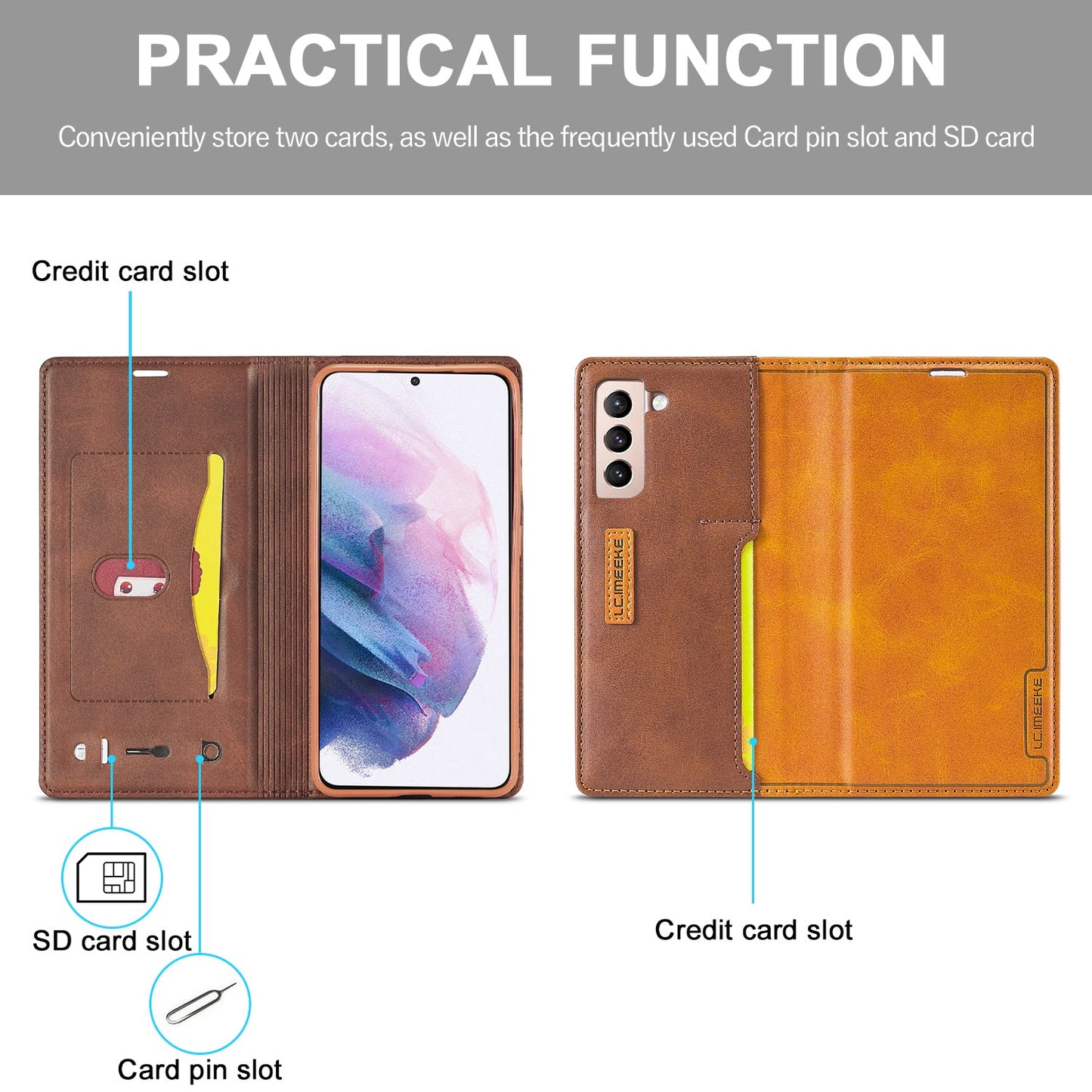 Étui portefeuille magnétique de haute qualité pour Samsung S21 5G
