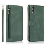 Luxury Skin Feel Multi-card Zipper Leather Case For iPhone X/XS