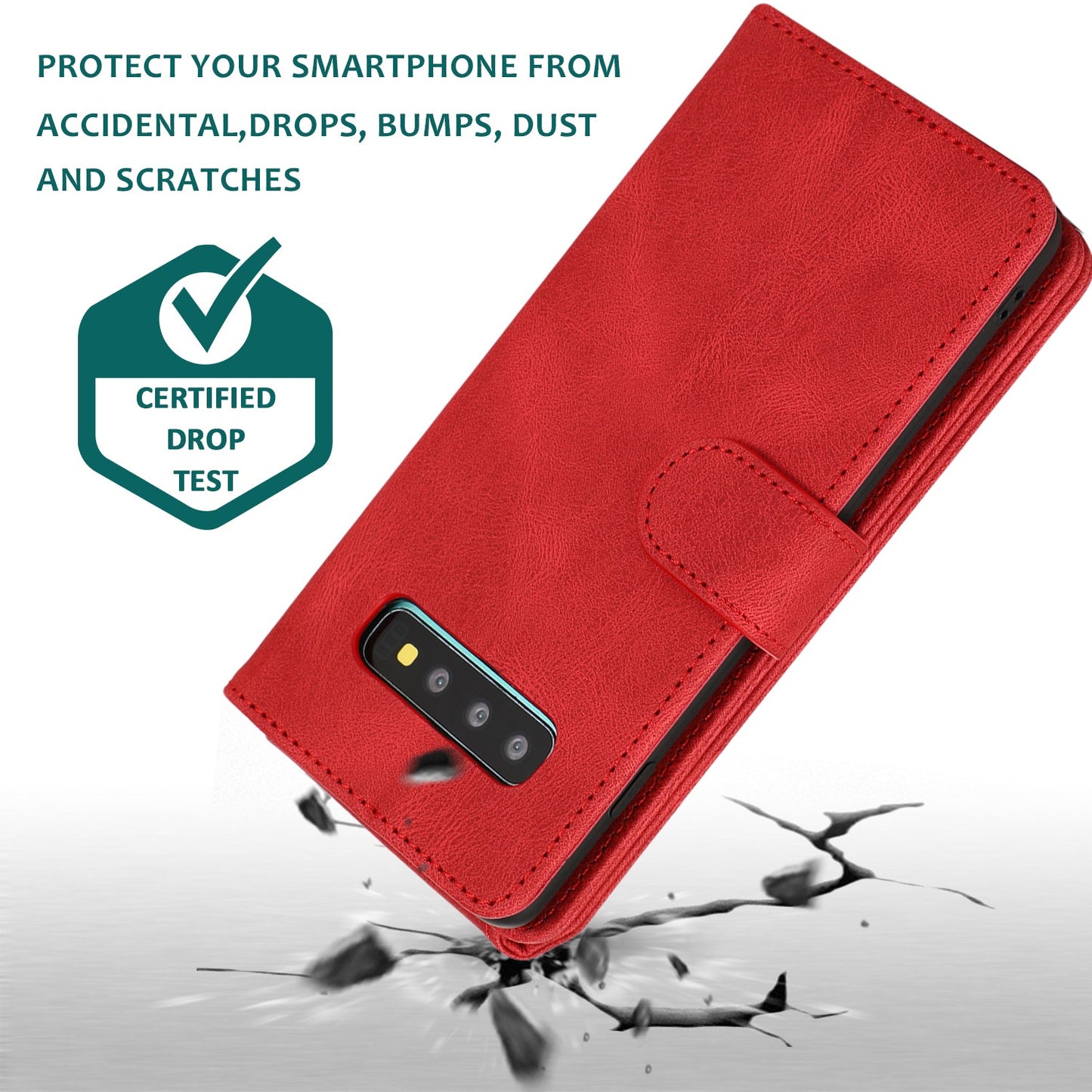 Étui en cuir de luxe avec fermeture éclair et emplacements pour cartes pour Samsung S10 Plus