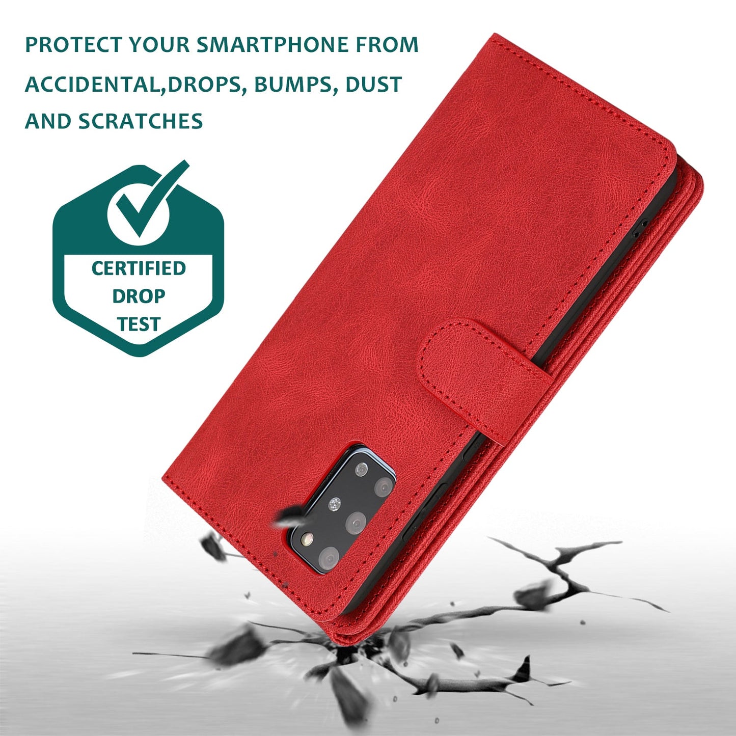 Étui en cuir de luxe à fermeture éclair multi-cartes sensation peau pour Samsung S20 Plus