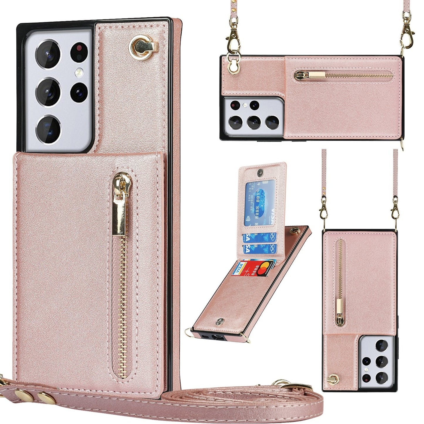Nouveau portefeuille de téléphone à fermeture éclair pour Samsung