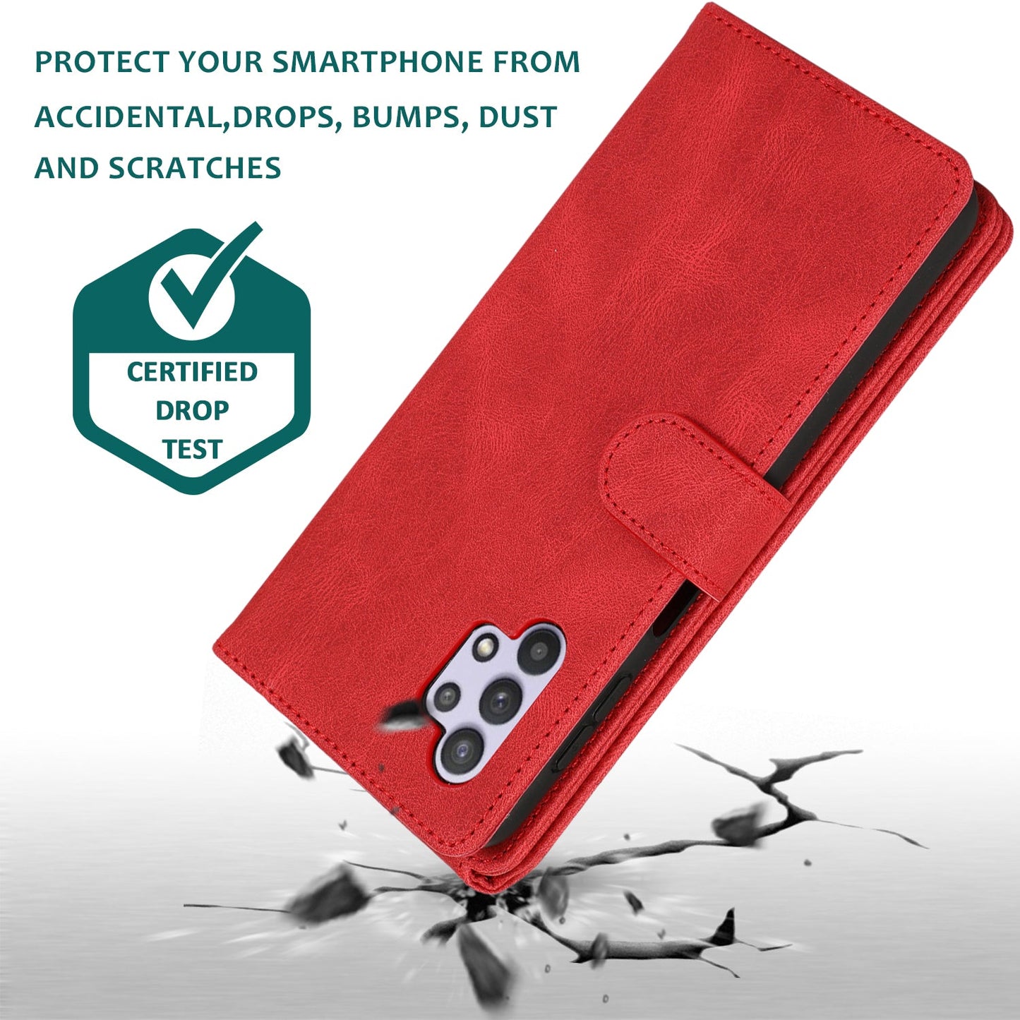 Étui en Cuir de Luxe à Fermeture Éclair Multi-cartes Sensation Peau pour Samsung A32