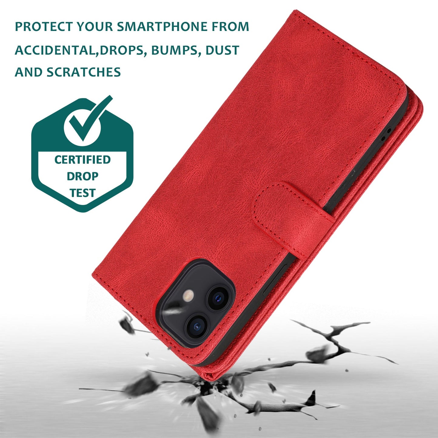 Étui en Cuir à Fermeture Éclair Multi-cartes Sensation Luxueuse pour iPhone 12 et 11 Series