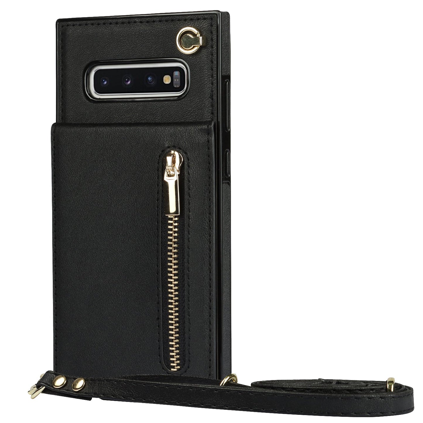 Nouvel étui portefeuille croisé zippé pour téléphone Samsung S10 Plus