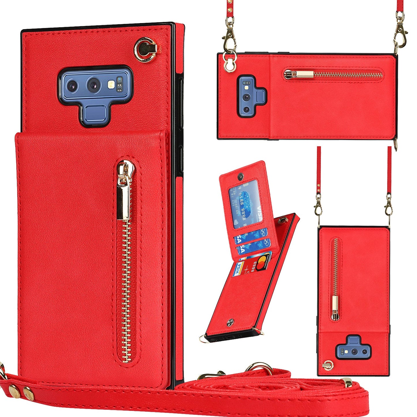 Neue Crossbody-Reißverschluss-Brieftaschen-Handyhülle für Samsung Note9