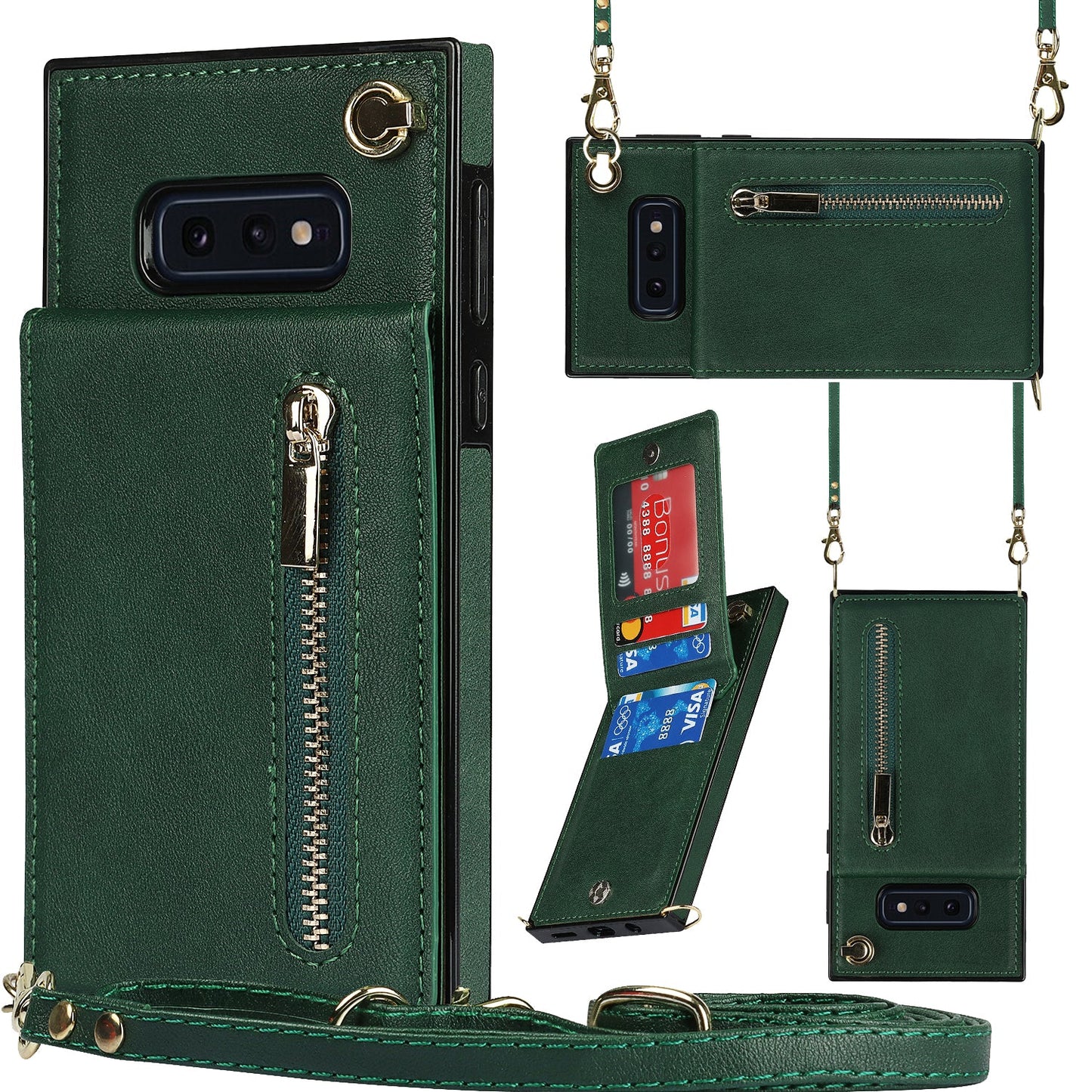 Nouveau portefeuille zippé à bandoulière pour Samsung S10E