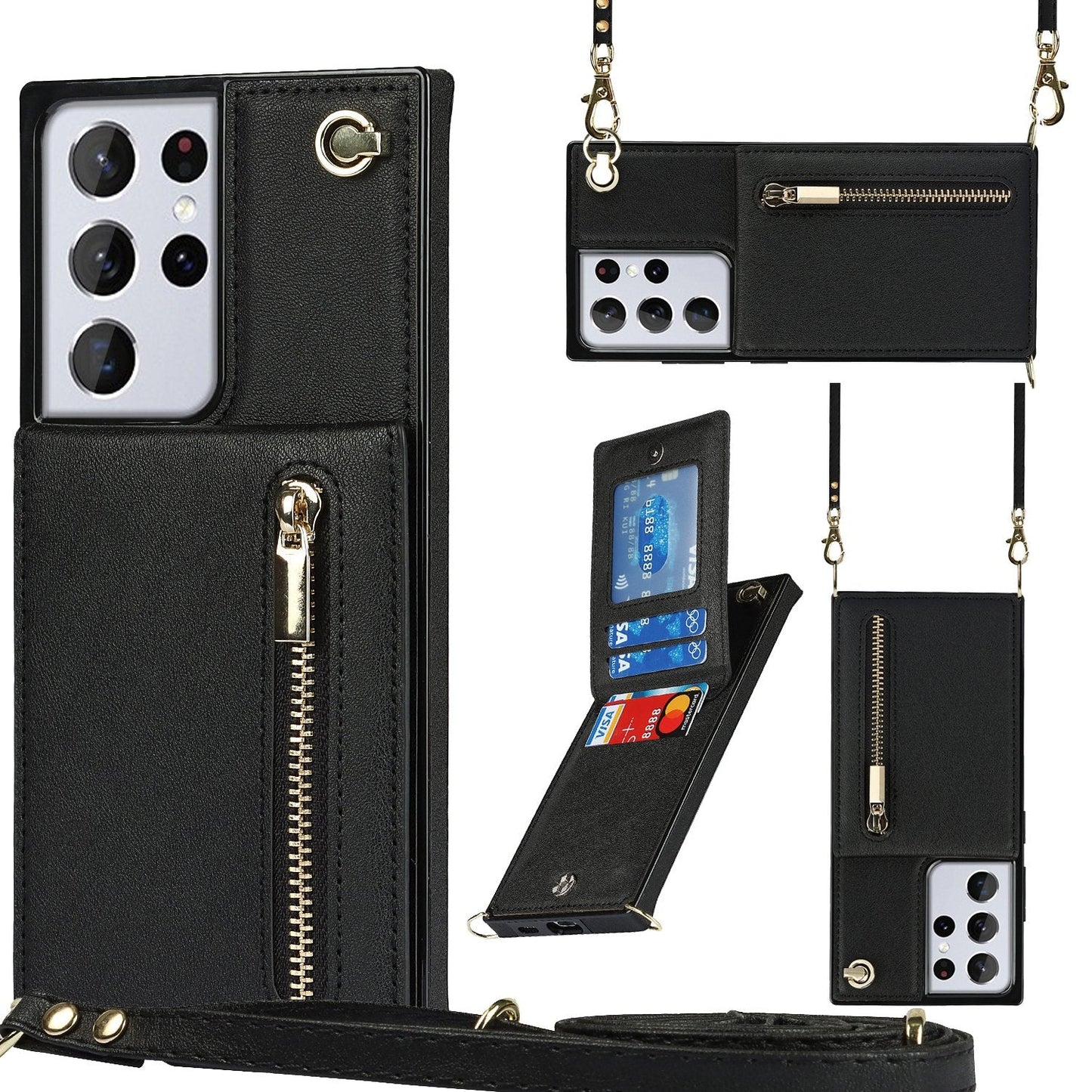 Nouveau portefeuille de téléphone à fermeture éclair pour Samsung