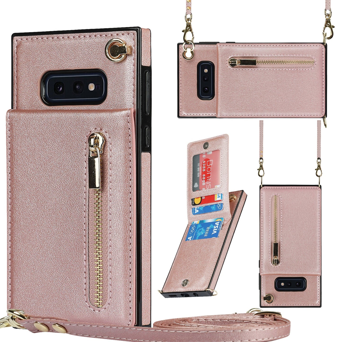 Nouveau portefeuille zippé à bandoulière pour Samsung S10E