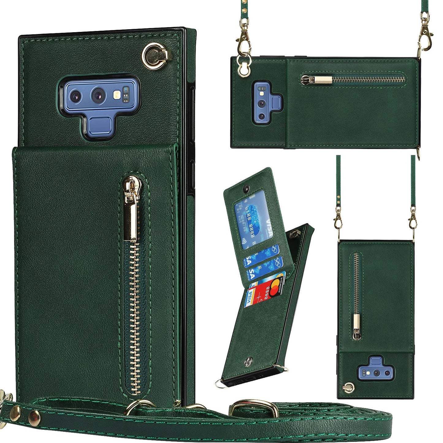 Neue Crossbody-Reißverschluss-Brieftaschen-Handyhülle für Samsung Note9