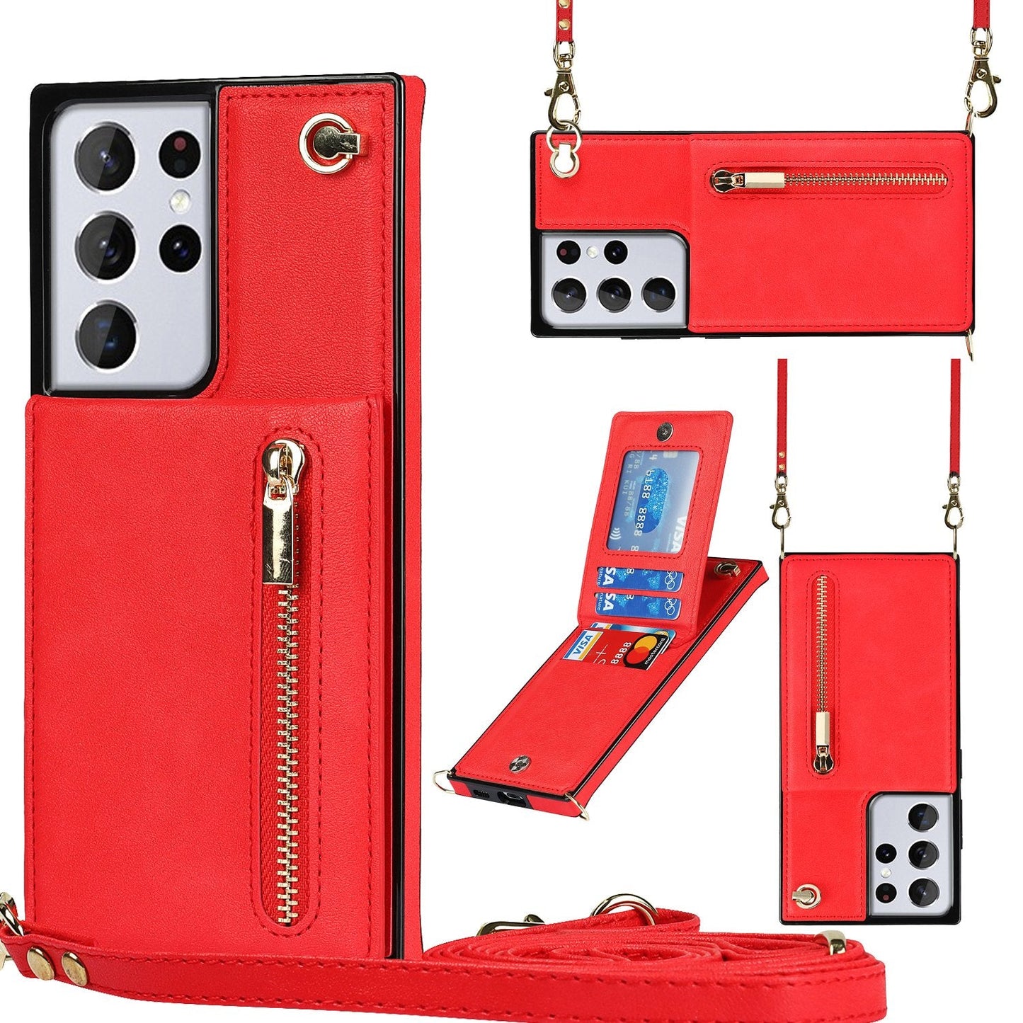 Nouveau portefeuille de téléphone à fermeture éclair pour Samsung