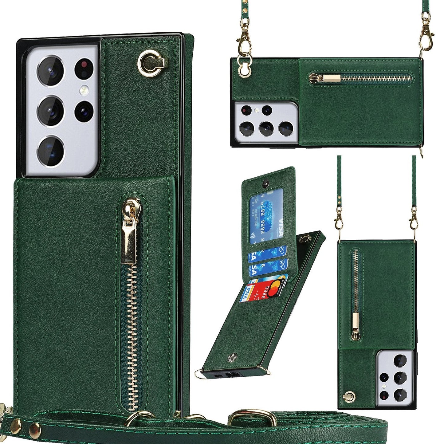 Nouveau portefeuille de téléphone à fermeture éclair pour Samsung