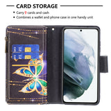 Large Capacity Painted Zipper Leather Case For Samsung S21FE