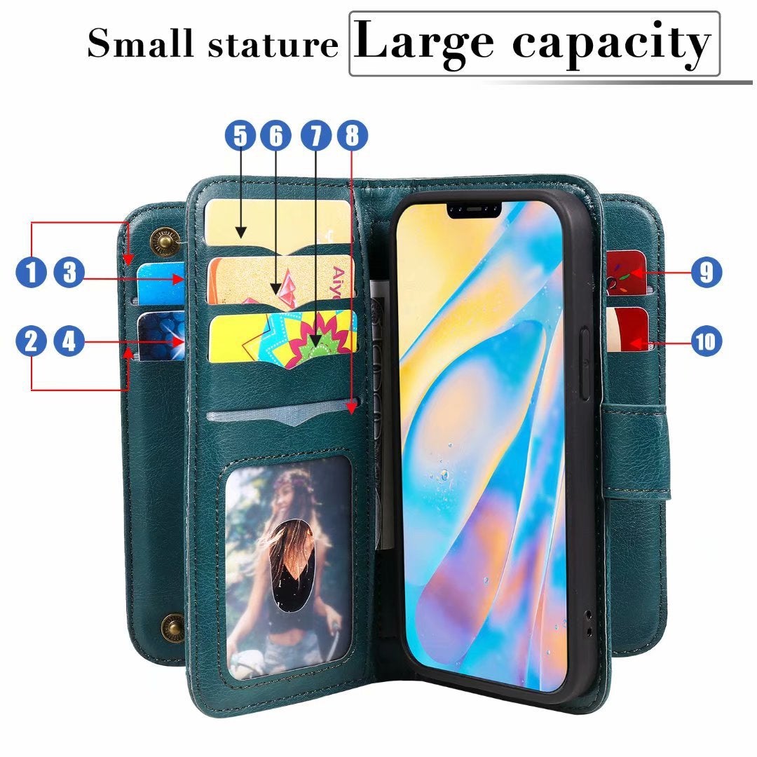 Multifunktionale Großraum-Brieftaschen-Handyhülle für das iPhone