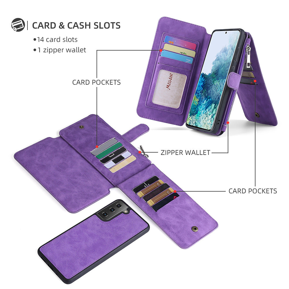 Étui de Téléphone Multifonctionnel à Porte-Cartes Magnétique Pour Samsung S21 Series