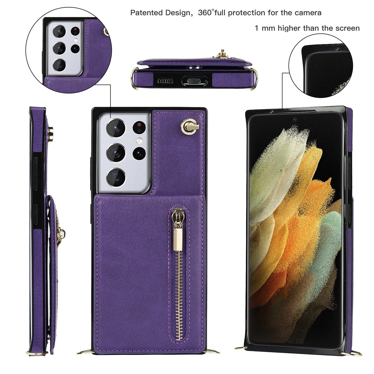 Nouveau portefeuille de téléphone à fermeture éclair pour Samsung