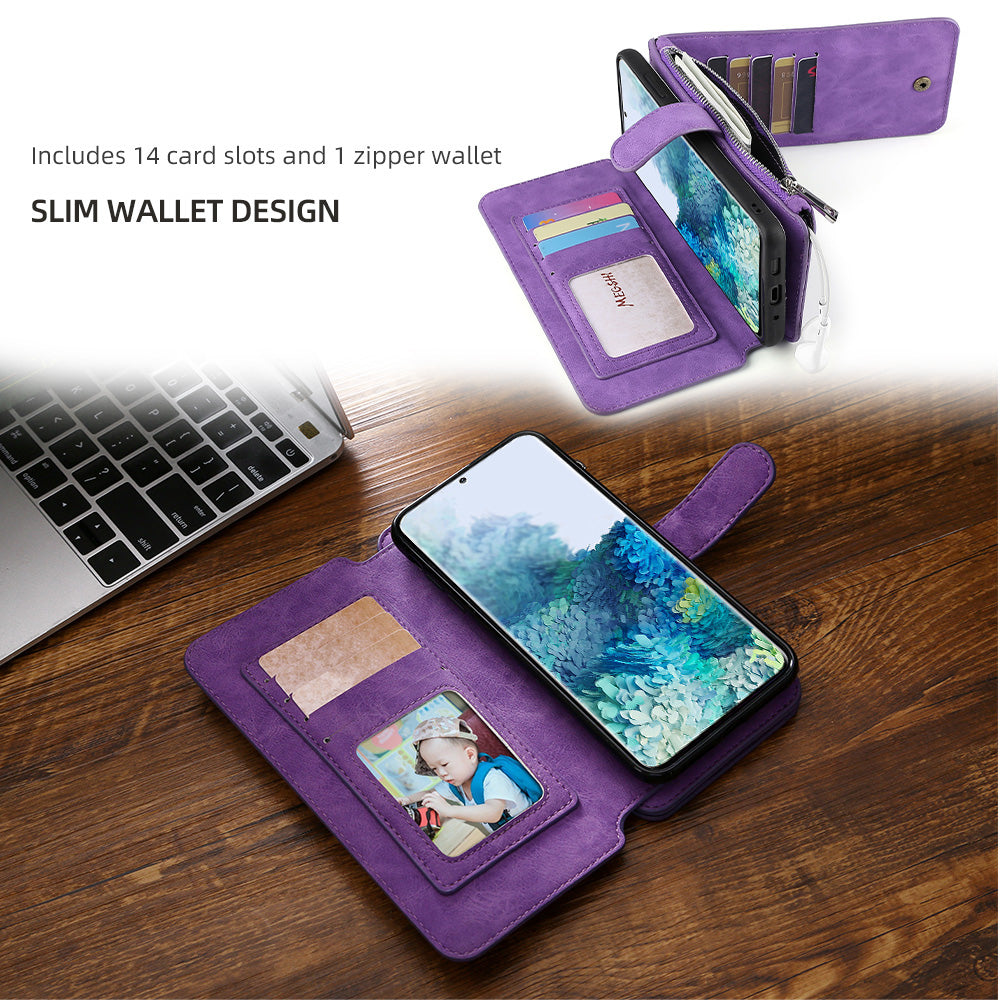 Étui de Téléphone Multifonctionnel à Porte-Cartes Magnétique Pour Samsung S21 Series