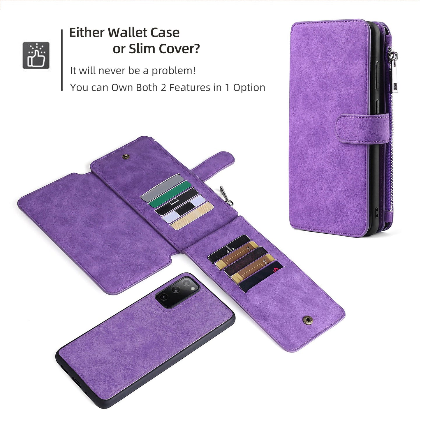 Multifunktionale magnetische Karten-Brieftasche Handyhülle für Samsung S20 Serie