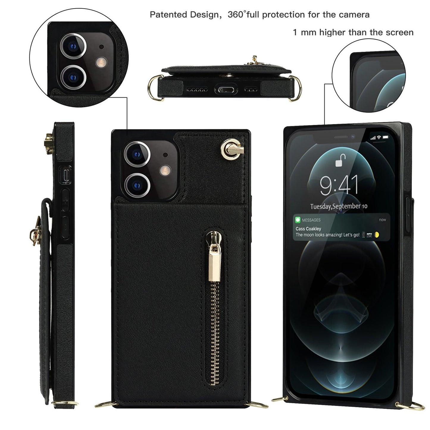 Nouvel étui de téléphone portefeuille zippé à bandoulière pour iPhone 13 Series