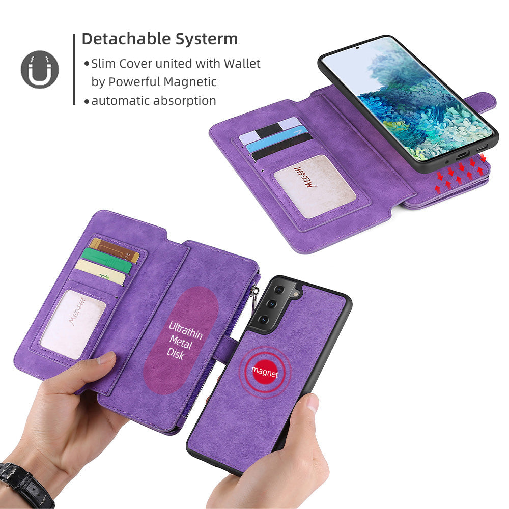 Étui de Téléphone Multifonctionnel à Porte-Cartes Magnétique Pour Samsung S21 Series