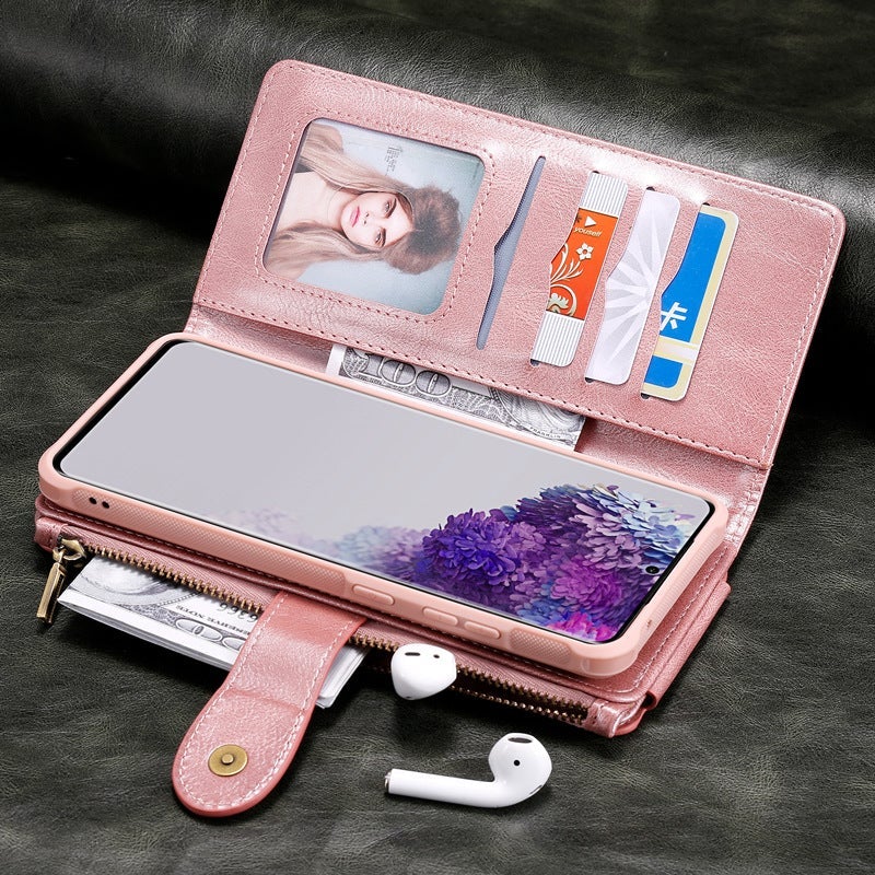 Multifunctional Retro Split Magnetic Flip Wallet Phone Case For Samsung