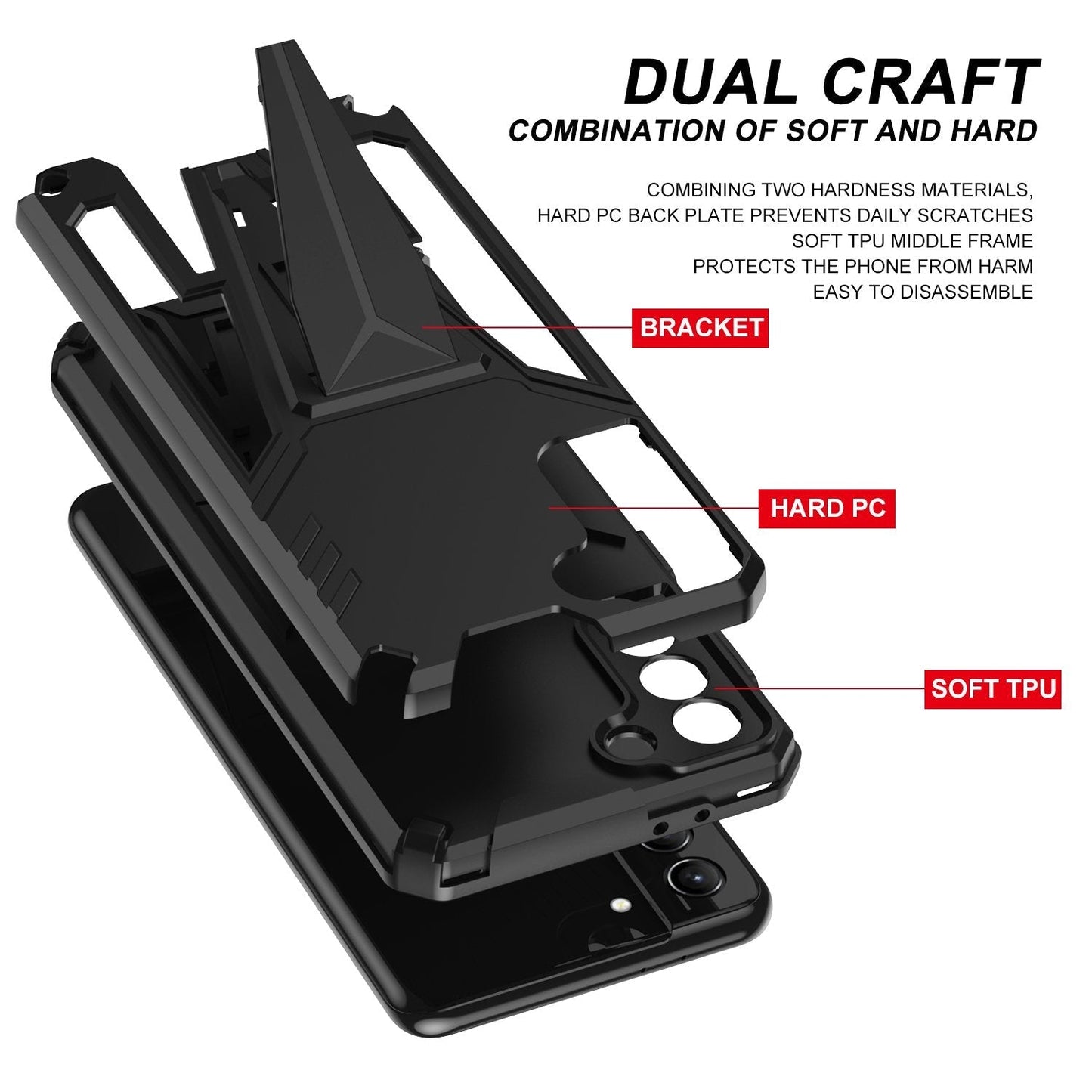 Nouvelle Coque de Téléphone Magnétique avec Support d'Armure Extraordinaire pour Samsung S21FE