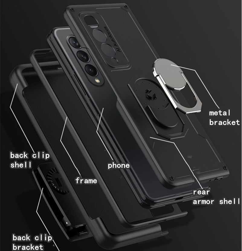 Coque Ultra-fine Pliante Anti-chute Tout Compris avec Clip Dorsal pour Samsung Galaxy Z Fold3 5G