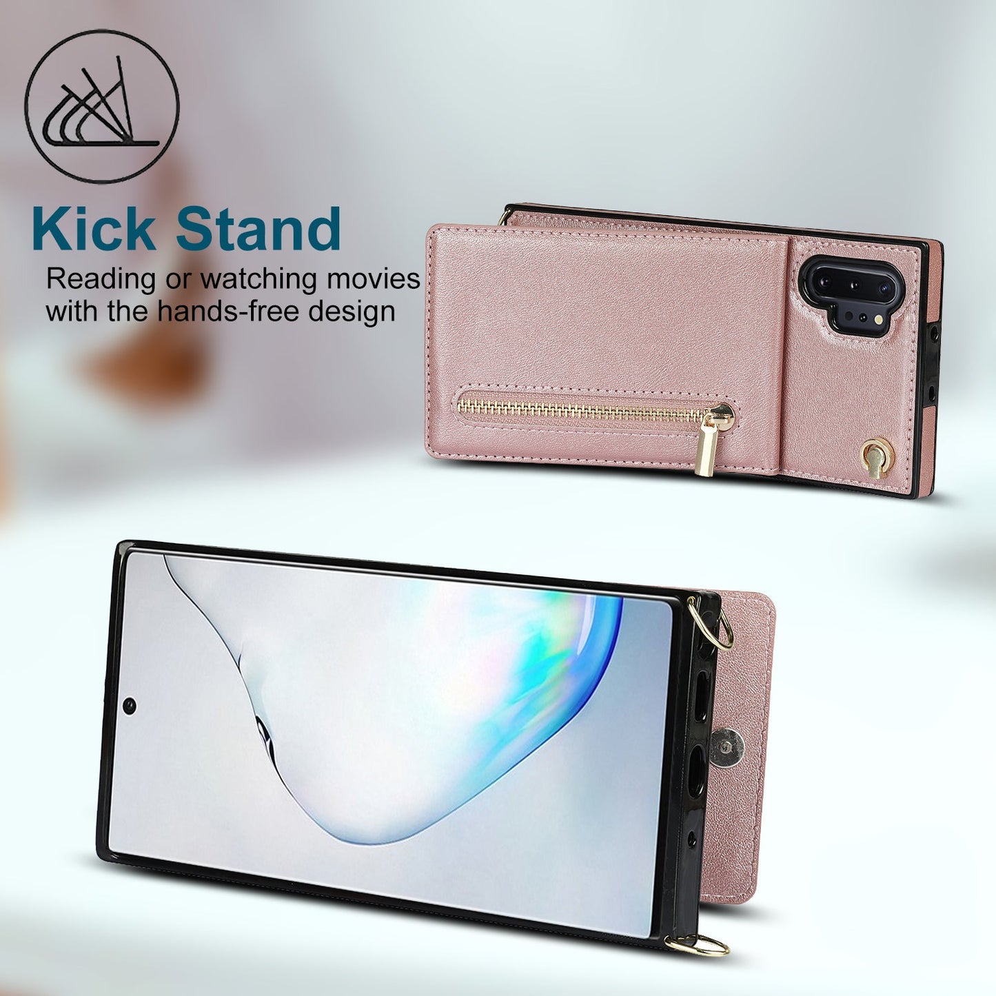 Neue Umhänge-Reißverschluss-Brieftaschen-Handyhülle für Samsung Note10 Plus