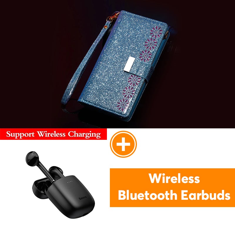 Glitzer Funkelnd Mädchenhaft Bling Leder Flip Cover für Samsung Note20/Note20 5G