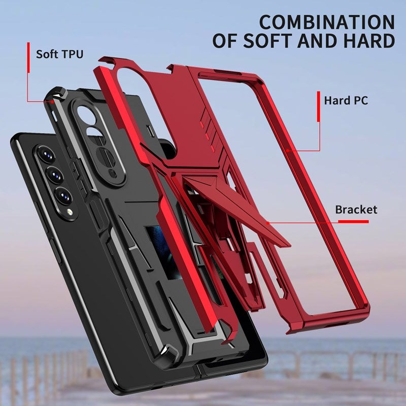 Nouvel Étui de Téléphone Magnétique avec Support d'Armure Extraordinaire pour Samsung Galaxy Z Fold3 5G